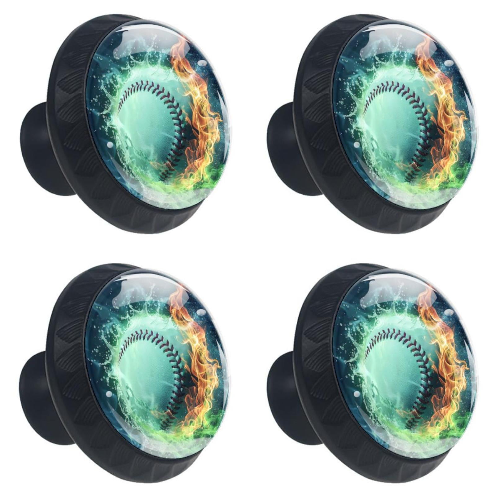 4 Pack Knobs Softball Sport Drawer Dresser Knobs Black Drawer