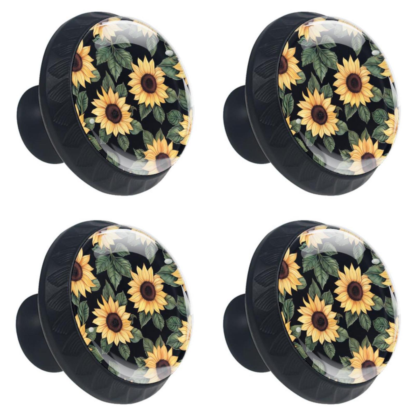 4 Pack Knobs Sunflowers Drawer Dresser Knobs Black Drawer Pulls