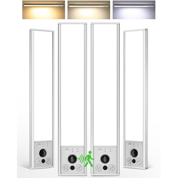 4-Pack Under Cabinet Lights, 2300mAh Recharable Motion Sensor Light Indoor, Wireless Closet Lights Battery Operated, with 3 Color Temps, Dimmable, Magnetic, for Kitchen, Stair, Pantry(8inch)