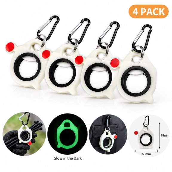 4-Pack Cable Tie Organizer with Clip, Portable Glow-in-the-Dark Cable Tie Storage Holder, Plastic Cord Management Tool, 79 x 60 mm