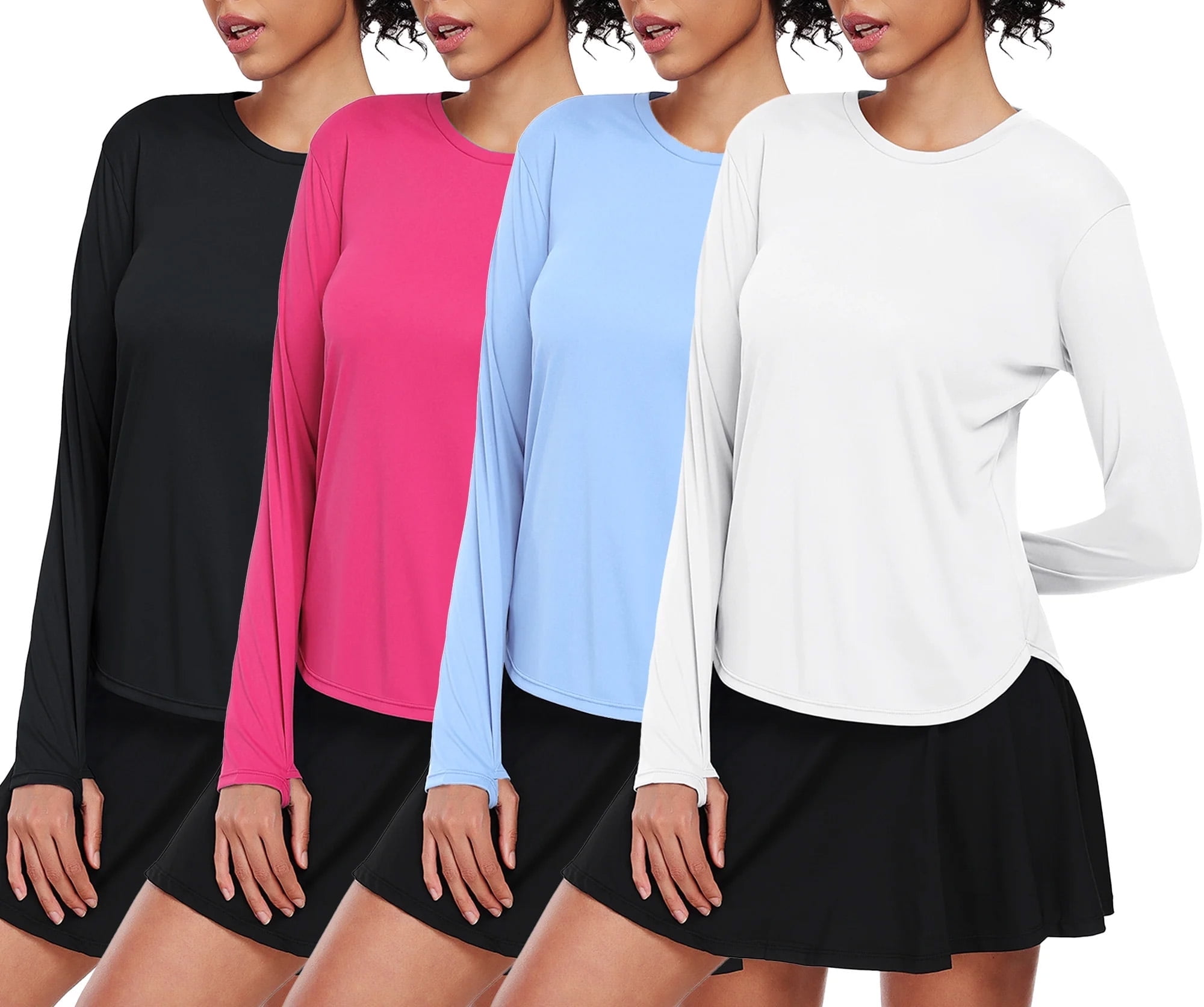 [4 Pack] Cadmus Women's UPF 50+ UV Shirts Long Sleeve Workout Sun Shirt ...
