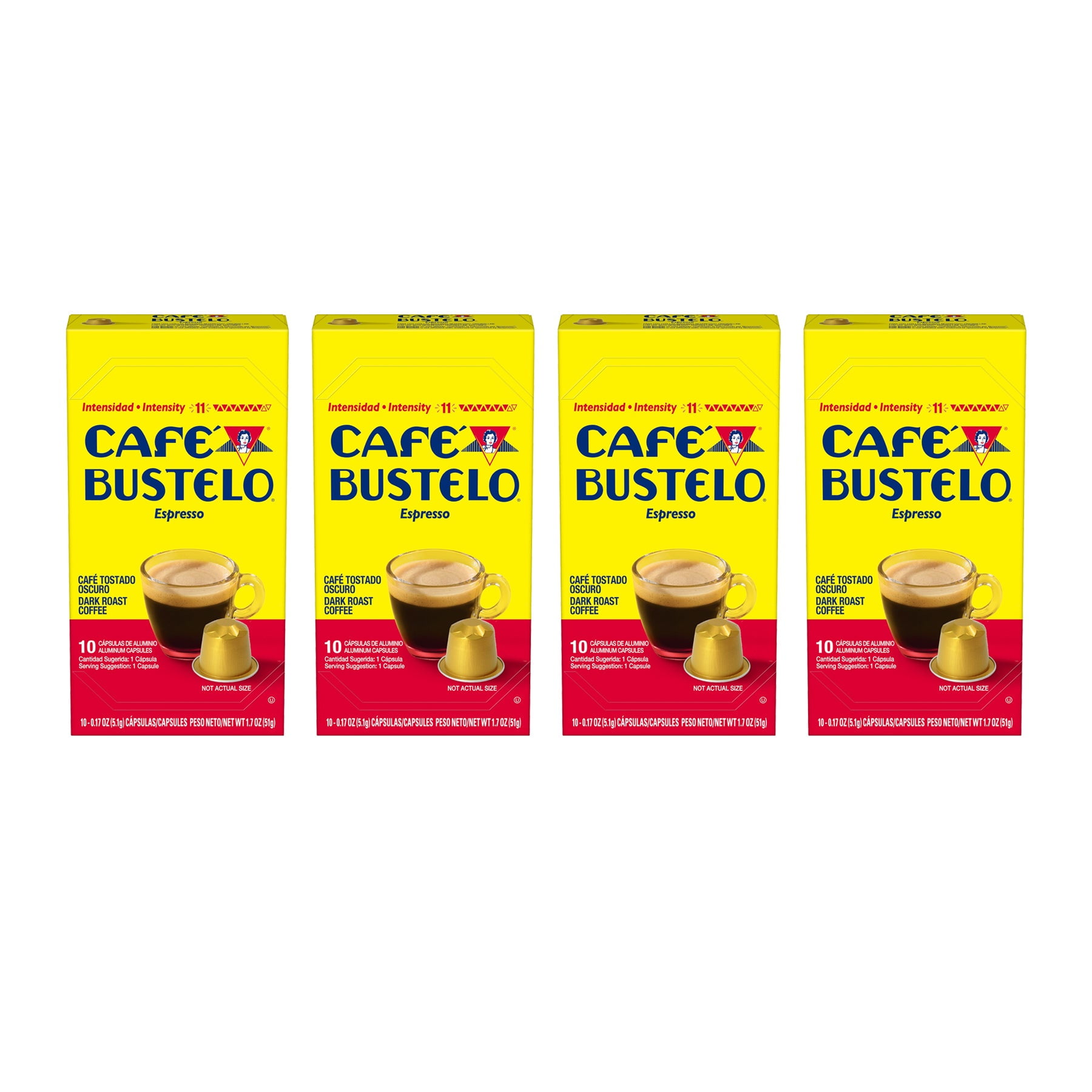 Walmart exclusive discounts  Cafe Bustelo Dark Roast Espresso Coffee Capsules, 4 Pack, 10 Count Each, Nespresso Compatible