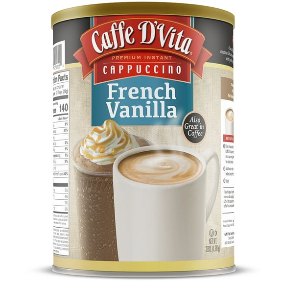 (4 Pack) Caffe D'Vita French Vanilla Cappuccino, 48 oz Canister