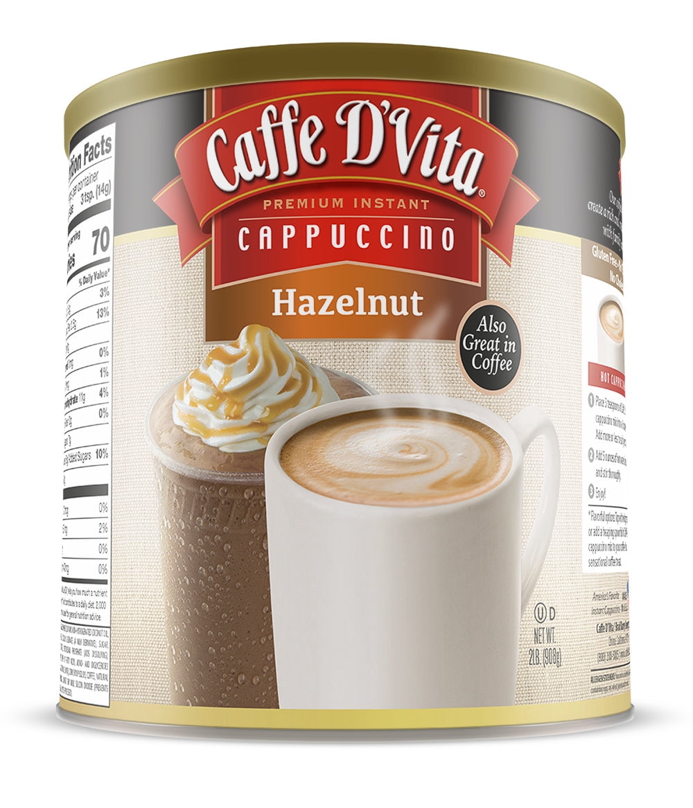 (4 Pack) Caffe D'Vita Hazelnut Cappuccino Mix, 2lb canisters