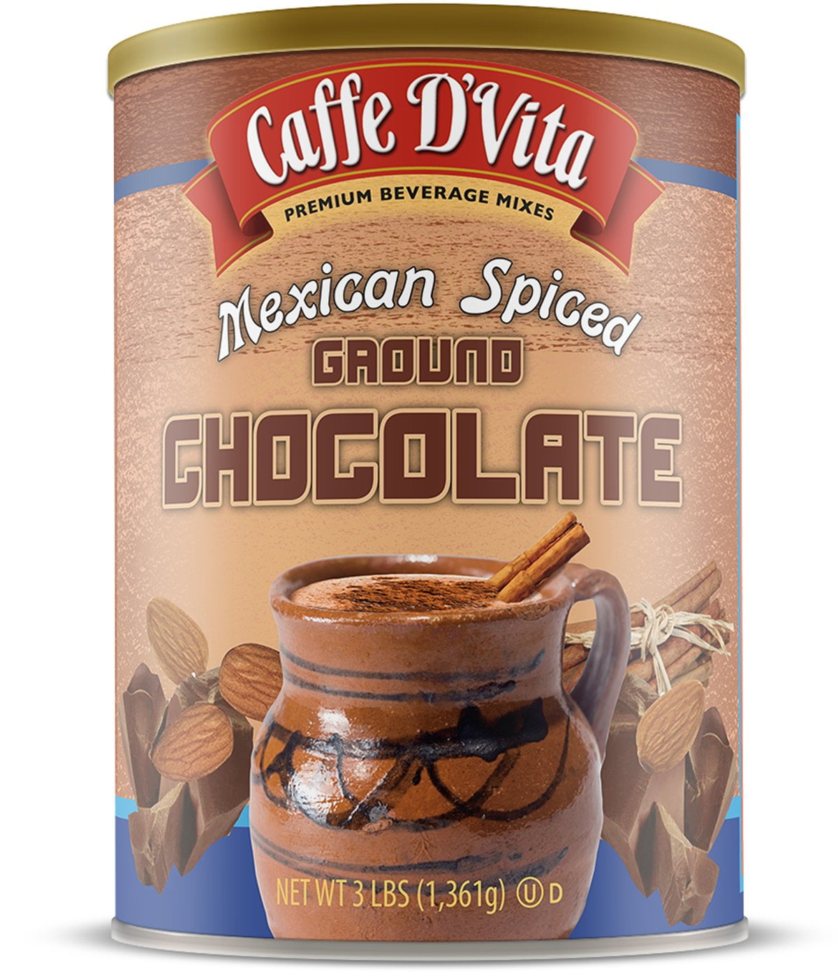 coco出品 4 Pack) Caffe D'Vita Mexican Spiced Cocoa Mix, 3lb. Canisters