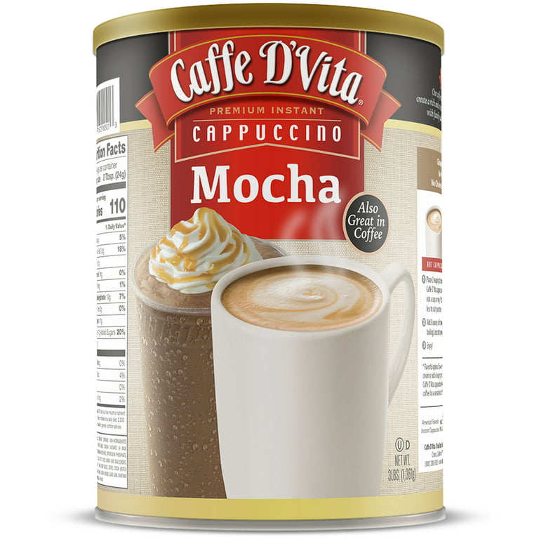 4 Pack) Caffe D'Vita Mocha Cappuccino, 48 oz Canister 