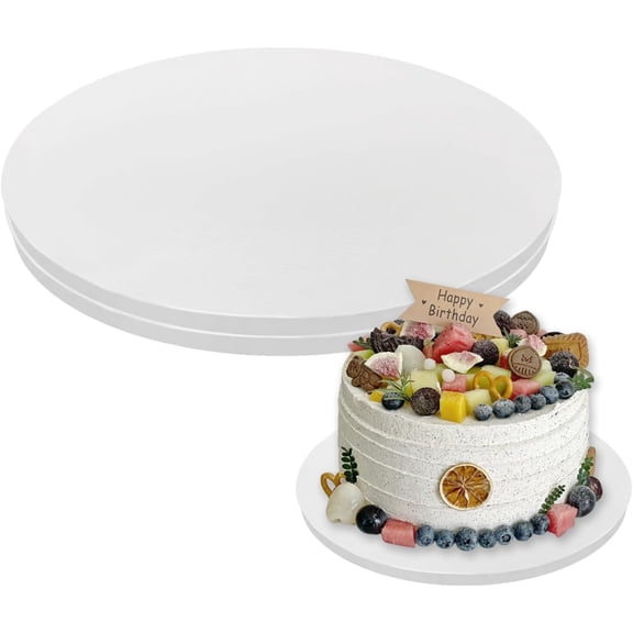 4 Pack Cake Boards 12 Inch Round, 1/2 Inch Thick Cake Drum, Sturdy Corrugated Cardboard Base for Multi Layer Cakes, White