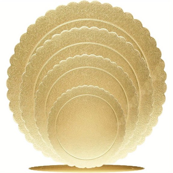 4 Pack Cake Boards Golden Round Cake Circles 6, 8, 10, 12 Inch Cake Base Cardboard, 1 of Each Size Set for Baking Cake, Gold