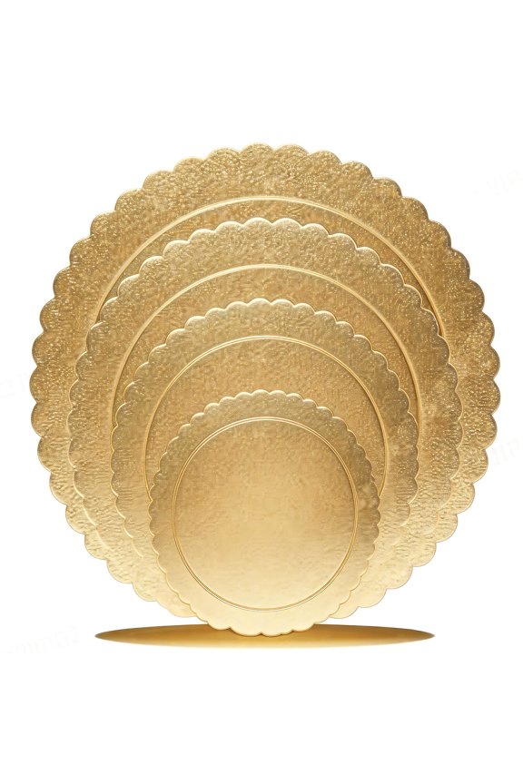 4 Pack Cake Boards Golden Round Cake Circles 6, 8, 10, 12 Inch Cake Base Cardboard, 1 of Each Size Set for Baking Cake, Gold