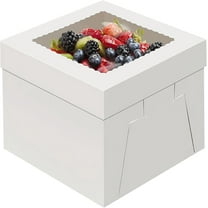 4 Pack Cake Boxes 12 Inch, Disposable Cake Transport Container, Cake Carrier, White Cake Holder with Large Window, for Bakery Cookies Pies Cupcakes Pastry (12Ă—12Ă—8 Inches)