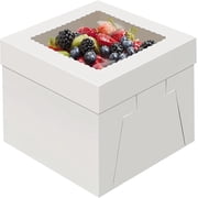 4 Pack Cake Boxes 12 Inch, Disposable Cake Transport Container, White Bakery Boxes with Large Window, for Cookies Pies Cupcakes Pastry 12 12 8 Inches