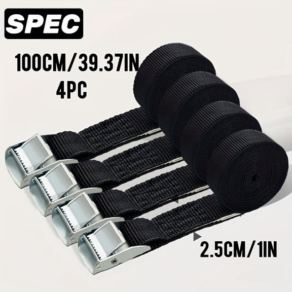 4 Pack Cambuckle Tie Down Straps Light Duty for Bundling Packing Bag, Folding Bed, Tying Up Cargo