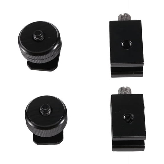 4 Pack Camera Combo Pack Hot Shoe Mount Adapter Cold Shoe Mount Adapter 1/4 Inch Hot Shoe Flash Shoe Mount For Dslr Camera Flash Shoe Mount,2 * hot shoe adapter 2 * cold shoe adapter,Black