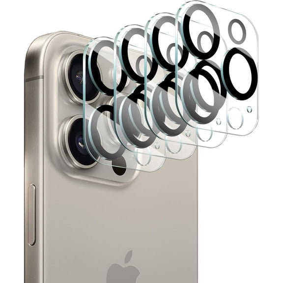 4-Pack Camera Lens Protector for iPhone 15 Pro Max/15 Pro/14 Pro Max/14 Pro, 9H Tempered Glass Camera Cover Screen Protector Accessories, HD Clarity, Anti-scratch, Shockproof Full Protective