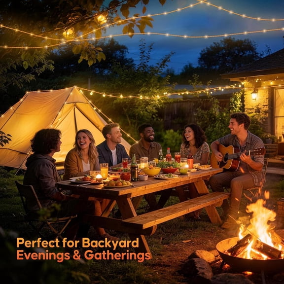 4 Pack Camping String Lights for Tents, 33ft Waterproof Heavy Duty 50KG Tension Rope Lights, 50 LED 8 Modes Battery Operated Tent Lights, Anti-Trip Glow Guylines for RV, Hiking, Outdoor Decor
