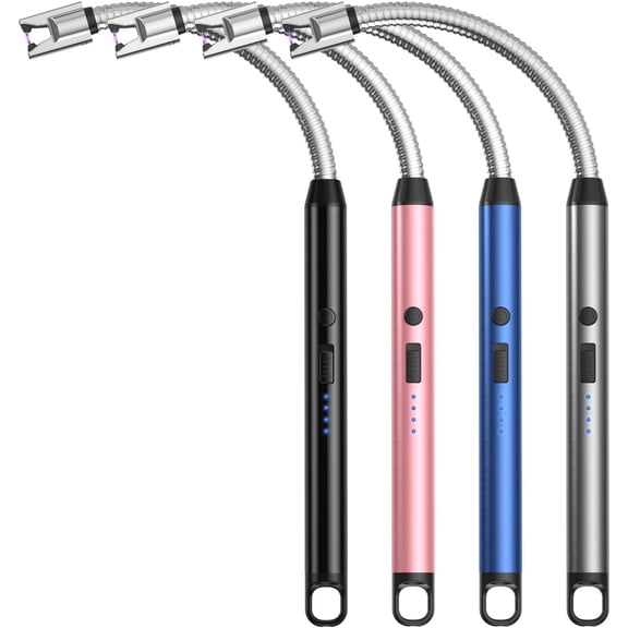 4 Pack Candle Lighter,Windproof Flameless Electric Lighter Upgraded Plasma USB Rechargeable Long Arc Lighters Matches for Birthday Camping BBQ Grill Fireworks