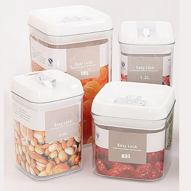 4Pack Canister Containers with Lids Square Food Storage Container Set