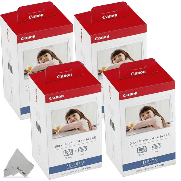 4 Pack Canon KP-108IN / KP108 Color Ink Paper includes 108