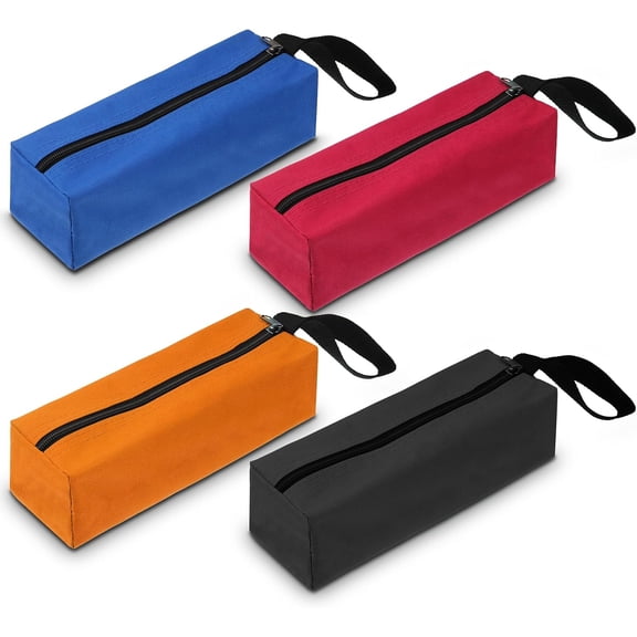 4 Pack Canvas Tool Pouches with Zipper, 1680D Oxford Waterproof Utility Bags for Tools, Multipurpose Organizer and Storage (4 Colors)