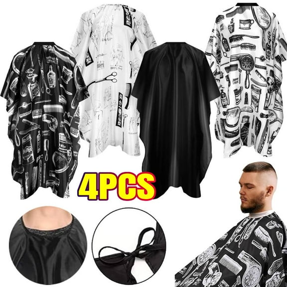4 Pack Cape for Hair Cutting, Waterproof Stylist Cape for Salon Coloring Hair, Strings & Adjustable Snap Closure