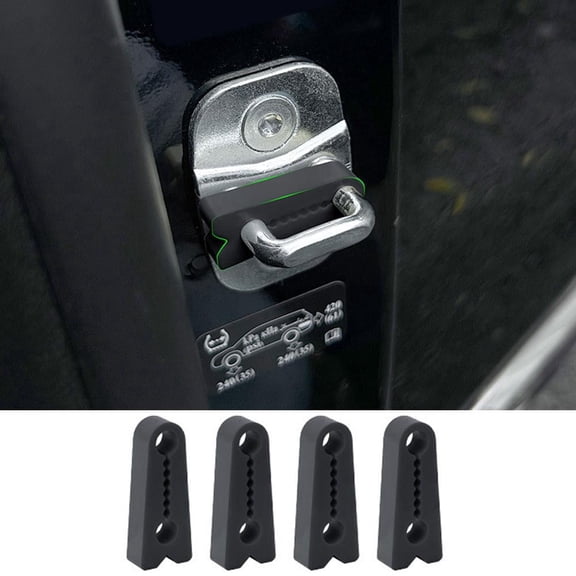 4-Pack Car Door Lock Shock Absorbing Pads, Silicone Latch Covers for Noise Reduction and Slam Prevention, Design A
