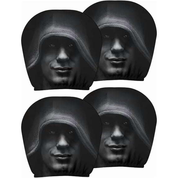 4 Pack Car Headrest Covers, Stretch Washable Ghost Face Print, Snug Seat Headrest Cover For Vehicle Truck