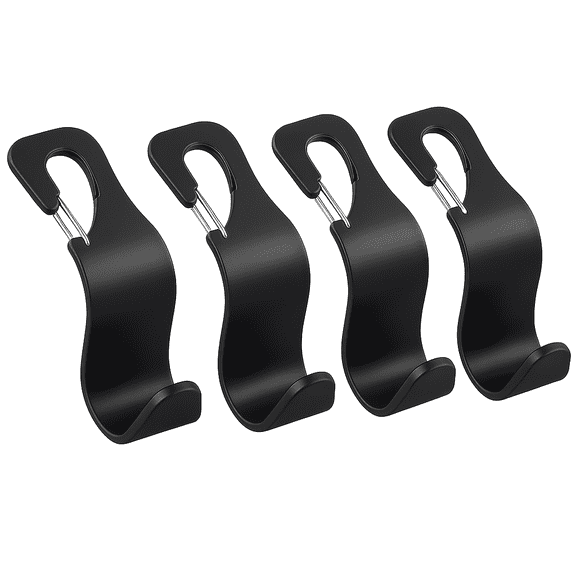 4-Pack Car Headrest Hooks for Bags and Purses Heavy Duty ABS Seat Hangers