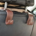 thumbnail image 1 of 4-Pack Car Seat Headrest Hooks with Locking Mechanism | Heavy-Duty Purse & Handbag Hooks | Backseat Organizer for Shopping Bags, Hats & Lunch Bags | Beige & Brown Plastic Design, 1 of 7