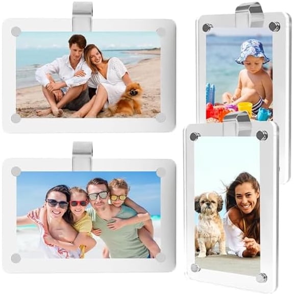 4 Pack Car Sun Visor Photo Holder, Acrylic Magnetic Personalized Holder car Picture Frame, Clip, Accessories That Can Be Used to Add Personal Photos (size A)