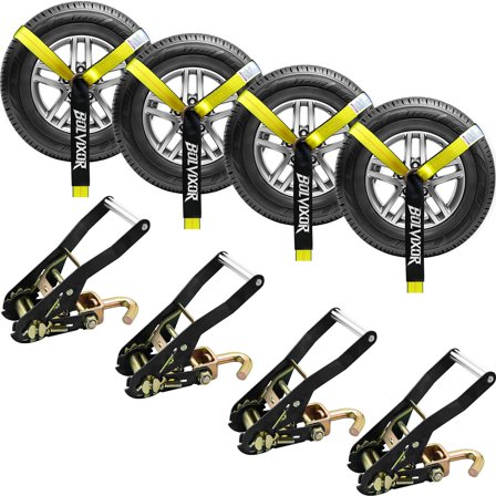 Picture of Pirecart 4-Pack 2 in x 27 Double J Hook Ratchet Straps with Flat Hook ...