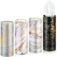 thumbnail image 1 of 4 Pack Car Tissue Holder 3 Ply Facial Tissue Bulk Marble Modern Tissues Cylinder Travel Round Boxes Fits Car Cup Holders Small Tissues Container for Home Bathroom Everyday Refill, 1 of 4