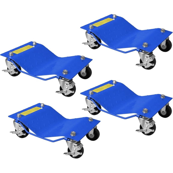4 Pack Car Wheel Dollies 6000 lbs 360 Swivel Casters and Locking Wheels for Cars Trucks Trailers Blue