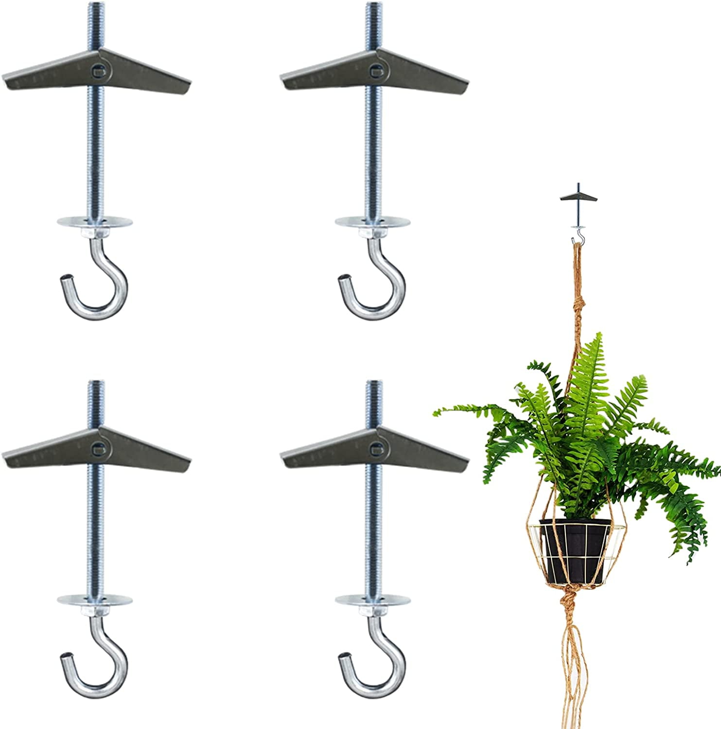 4 Pack Carbon Steel Plasterboard Ceiling Hooks Spring Toggle Wing Bolts ...