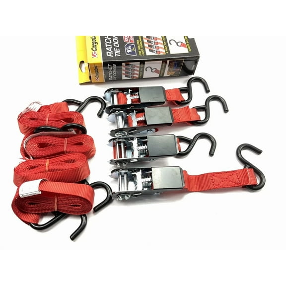 4 Pack - Cargoloc 32565 10' S-Hook Ratchet Tie Down Straps Load Limit 333Lbs