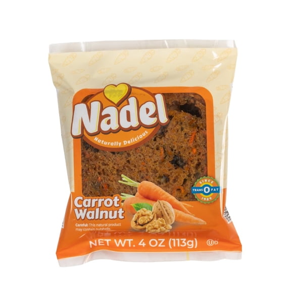 4 Pack Carrot Walnut Bread Slices Nadel Naturally Delicious, Sweet Breads & Cakes, Back to School lunch snack, breakfast bar