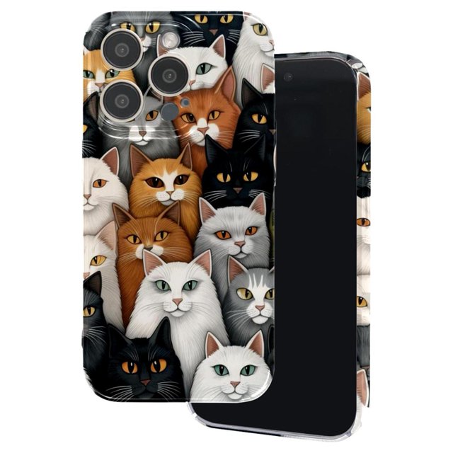 4 Pack Cartoon Cat Shockproof Phone Case TPU Soft Shell Camera
