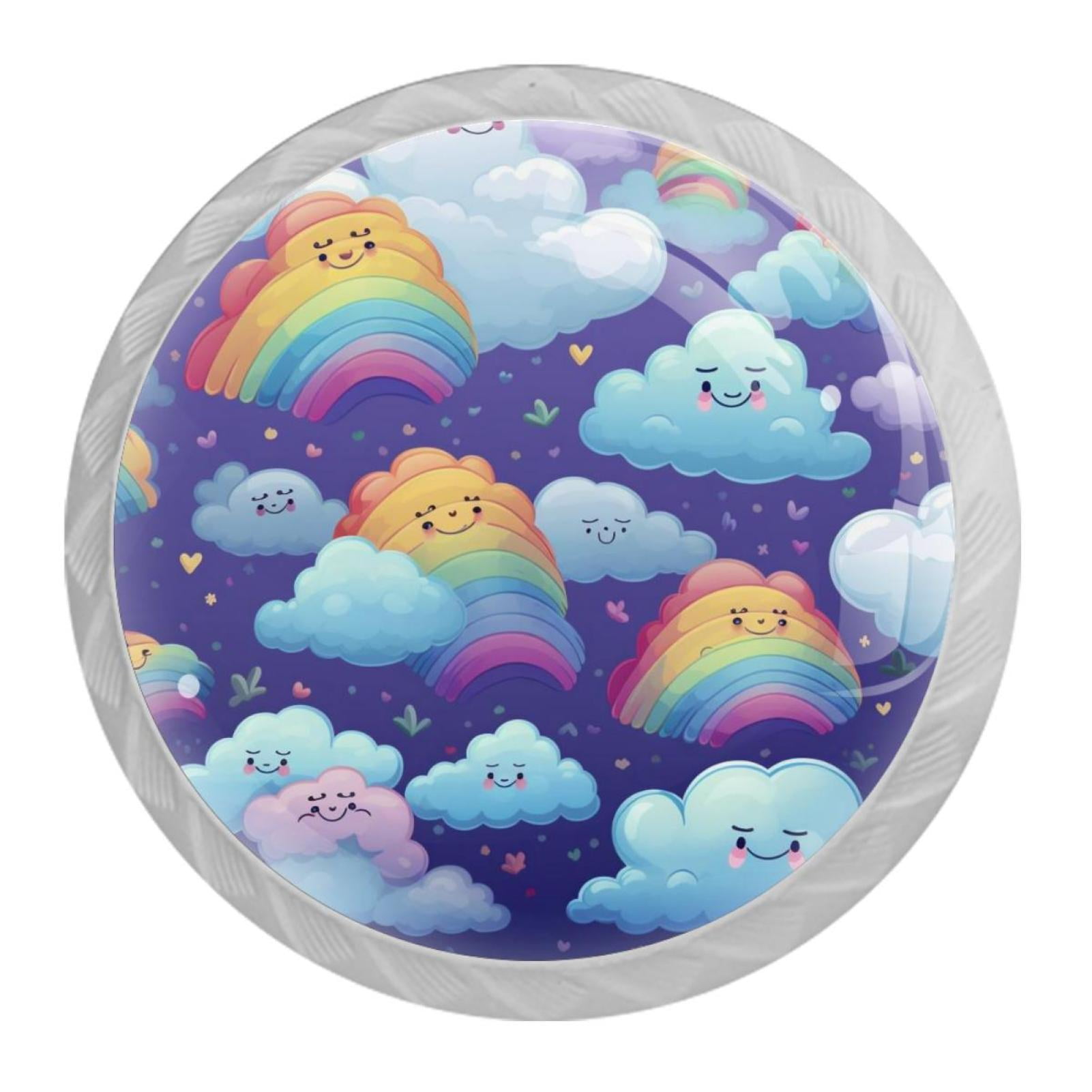 4 Pack Cartoon Cloud Drawer Knobs Round Shaped Crystal Glass 35mm