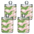 thumbnail image 1 of 4 Pack Cartoon Crocodiles with Heart Sunglasses Qtip Holder Dispenser Clear Plastic Storage Apothecary Jars for Cotton Swabs Balls Pads Floss, 1 of 7