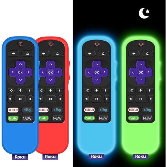 4 Pack Case for TCL Roku TV Steaming Stick 3600R Remote,Silicone Cover Roku Voice/Express/Premiere Remote Controller Skin Protective Universal Replacement Sleeve Glow in The Dark