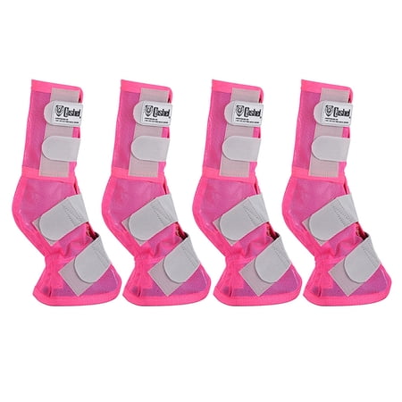 4 Pack Cashel Fly Prevention Warmblood Horse Leg Guard Cool Mesh Boots Pink