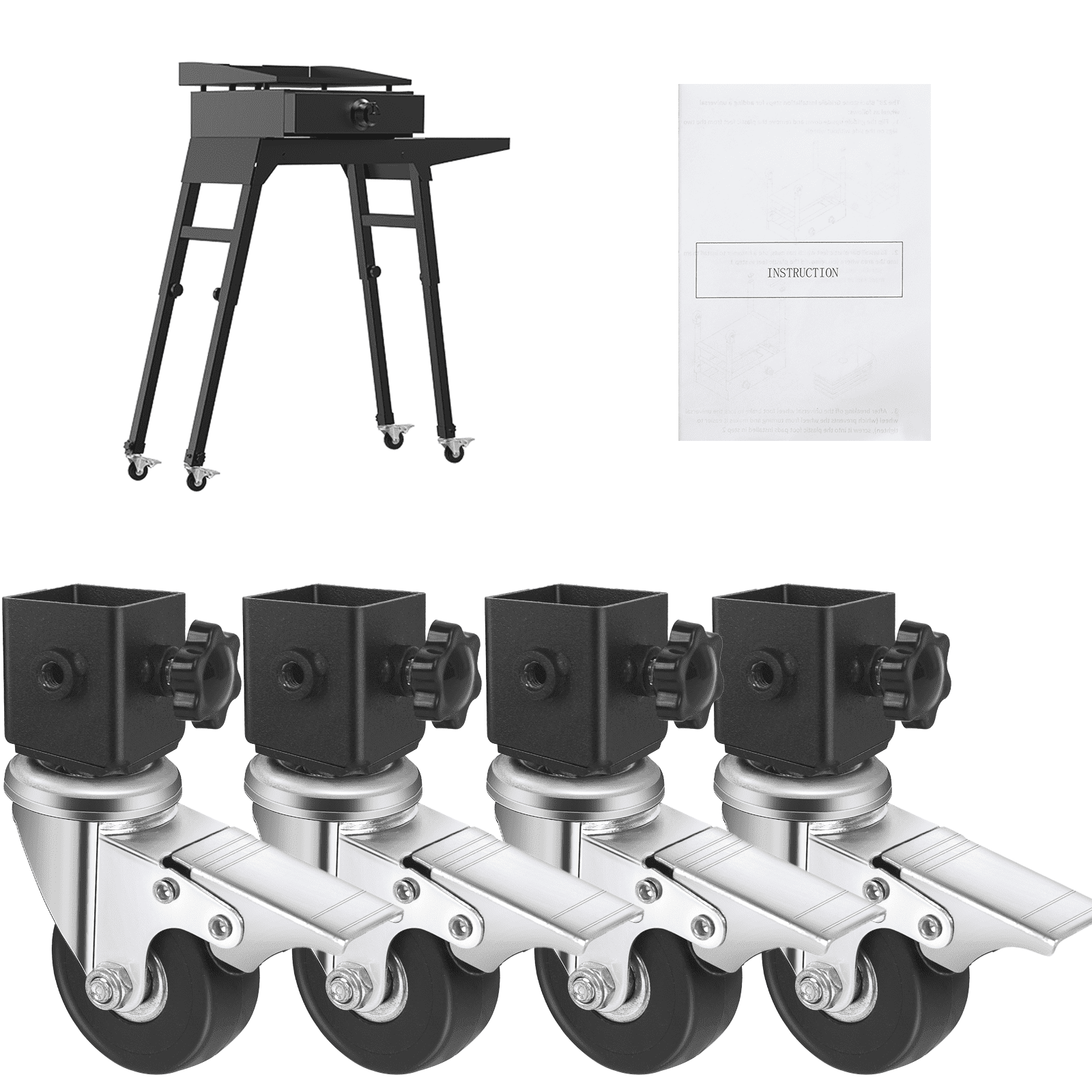 4 Pack Caster Wheels for Blackstone Griddle Stand, 360 Degree Silky Swivel Griddle Wheels with Brake for Blackstone 17" and 22" Table Top Griddle Stand, Griddle Accessories for Blackstone
