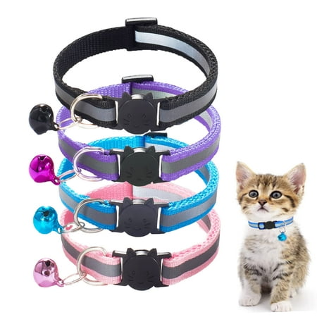 ILLUVA Adjustable Reflective & Quick Release Kitten Collars, 4 Pieces Set
