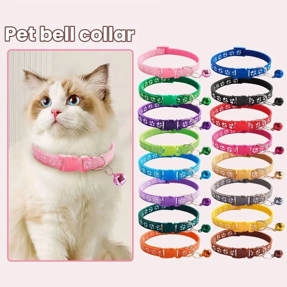 4 Pack Cat Collars with Bells, HOMEIORA Kitten Collar, Breakaway Cat Collars with Safe Quick Release Buckle for Small Medium Kitty Cats