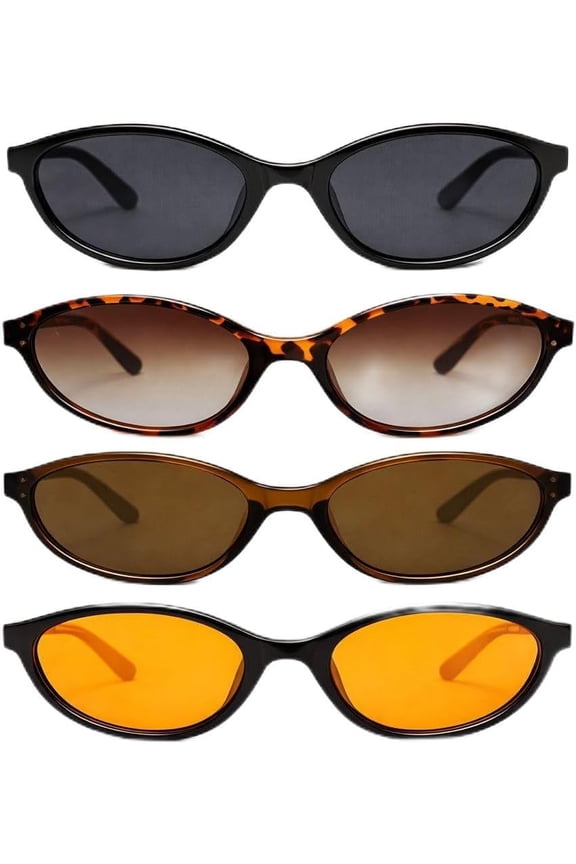 4 Pack Cat Eye Sunglasses for Women, Retro Vintage Fashion Designer Frame Shades for Daily Wear