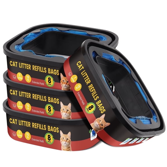 4-Pack Cat Litter Refill Cartridges – Compatible with Genie Cat Standard, Plus, and XL Pails, with Effective Odor Control