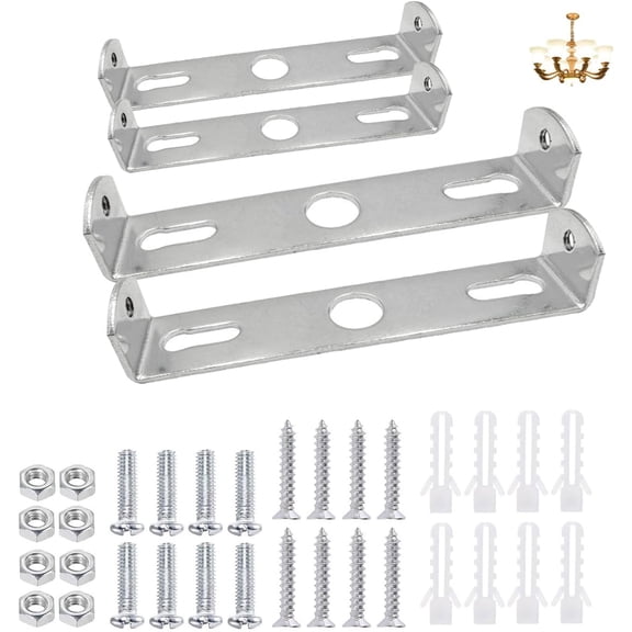 4 Pack Ceiling Light Brackets, Stainless Steel 100mm & 110mm Pendant Light Fitting Kit with Screws, Universal Light Fixture Mounting Bracket for Chandelier, Wall Sconce, Home & Office Installation