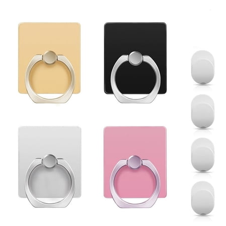 4-Pack Cell Phone Ring Holder Stand – 360° Rotation Finger Ring Grip Compatible with iPhone, Samsung & Other Smartphones by TIKA