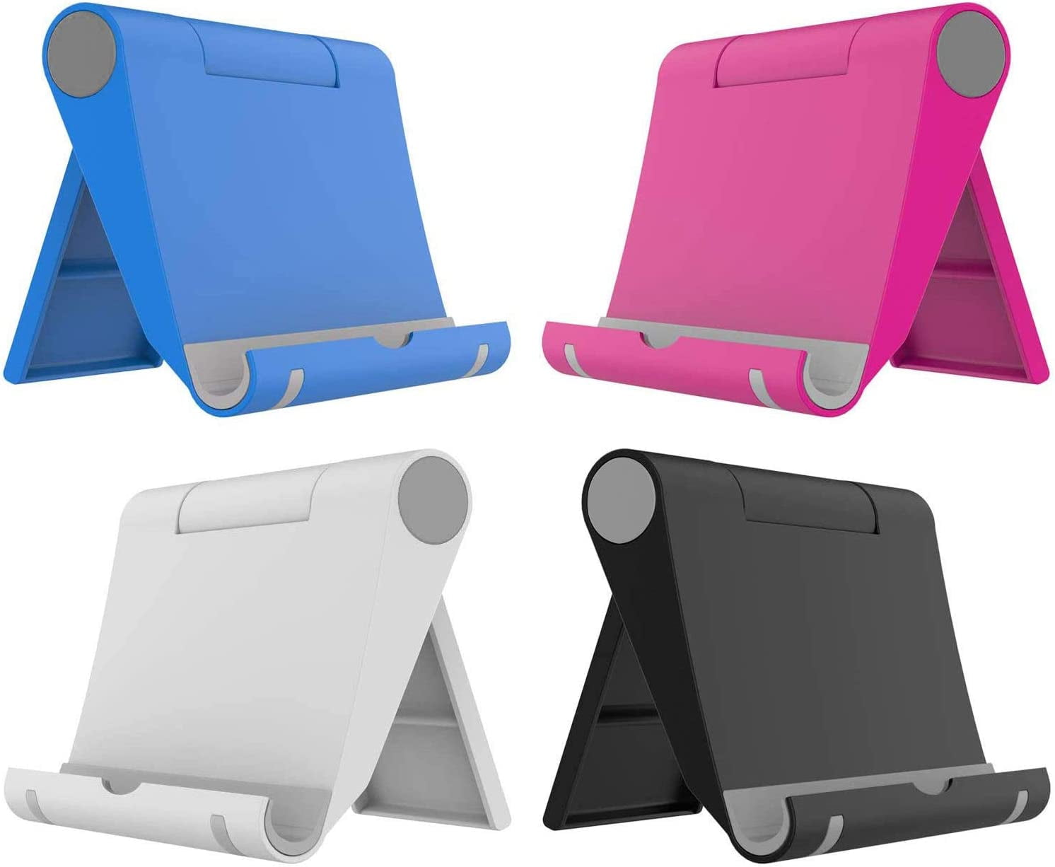 4 Pack for Desk, Foldable Cell Phone Holder Mobile Stand Phone Dock, Adjustable Tablet Stand Holder Compatible with iPhone 16 15 14 13 12 11 Pro iPad Samsung(4 Color)