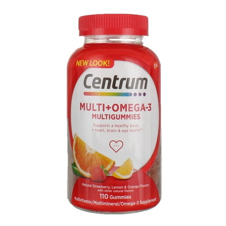 4 Pack - Centrum MultiGummies Omega 3 Gummy Multivitamin for Adults,