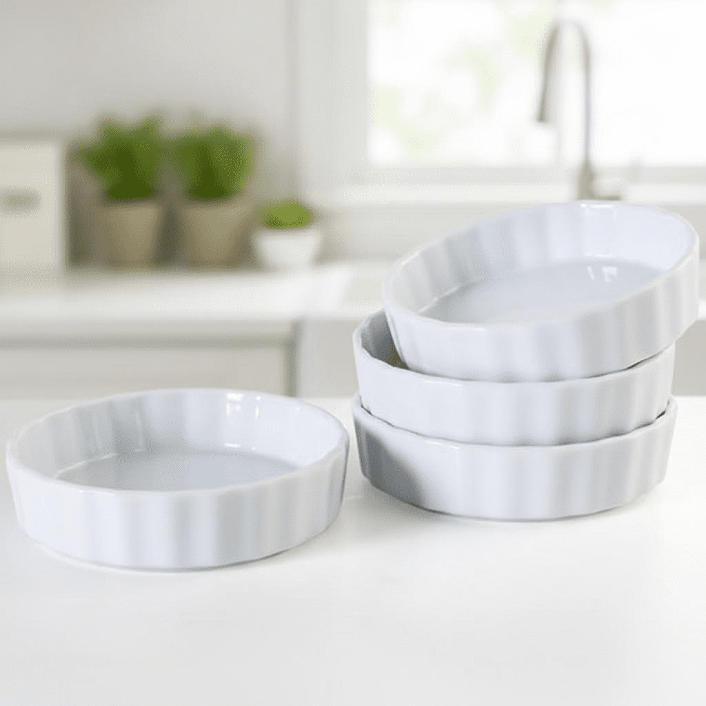Pastry Ramekins 4-Pack Ceramic Ramekins for Creme Brulee, Baking Dishes for Desserts ...